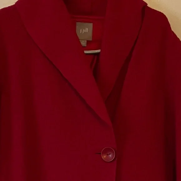 J Jill Womens Red Wool Blend Wrap Coat Mid Length Pockets Small - Picture 5 of 8